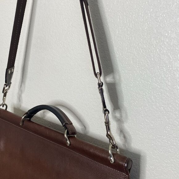 JOHNSTON AND MURPHY Brown Leather Briefcase - Picture 4 of 16
